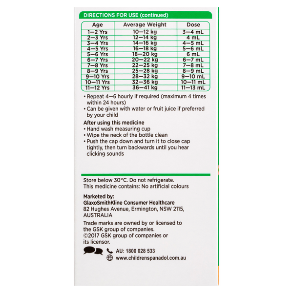 Panadol Children 5-12 Years Orange Flavour 100mL