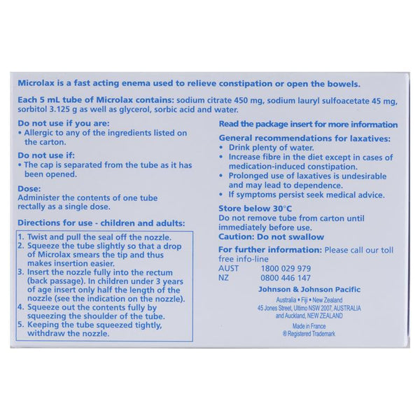 Microlax Enemas 5mL X 12
