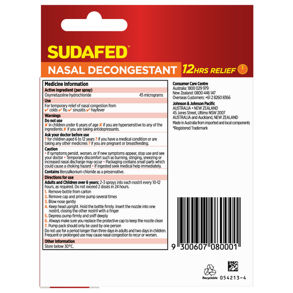 Sudafed Nasal Decongestant Sinus Relief Spray 20mL
