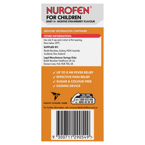 Nurofen Baby 3+ Months 200mg/5ml Strawberry 50ml