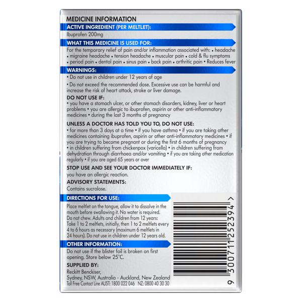 Nurofen Meltlets Citrus 200mg 24 pack