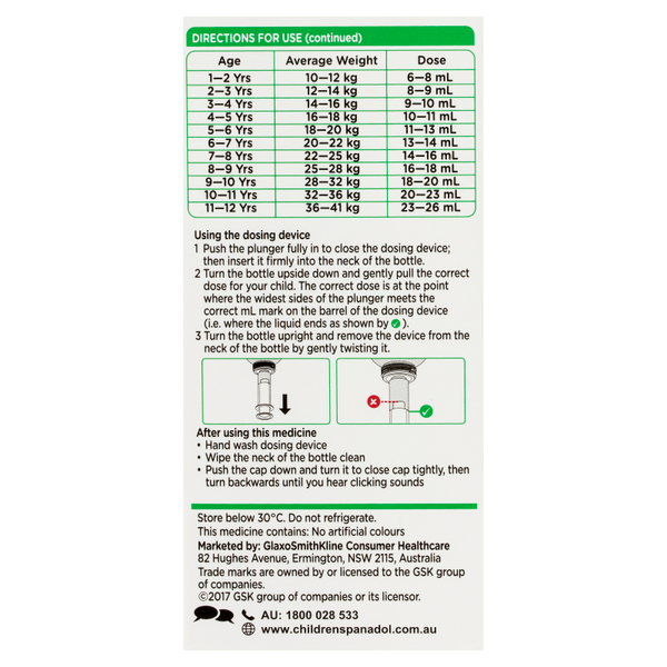 Panadol Children 1-5 Years Strawberry Flavour 100mL
