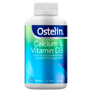 Ostelin Calcium & Vitamin D - D3 for Bone Health + Immune Support - 250 Tablets