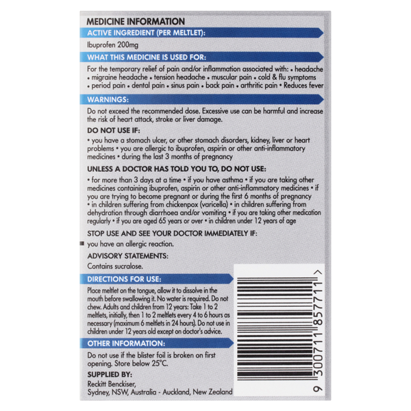 Nurofen Meltlets Berry Burst 200mg 24 Pack