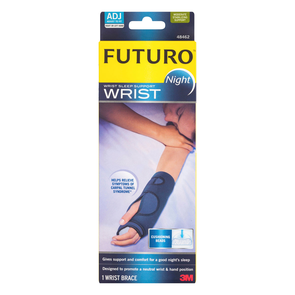Futuro Night Wrist Brace Navy Blue 5-1/4 to 9 Inch One Size Fits Most -  12/Case