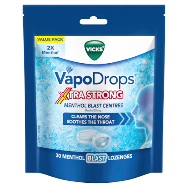 Vicks VapoDrops Xtra Strong Menthol Blast 30 Lozenges