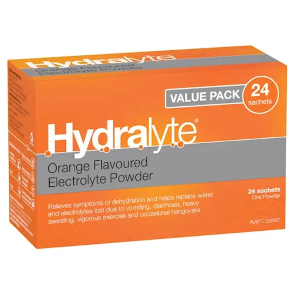 Hydralyte Orange Flavoured Electrolyte Powder 24 Sachets