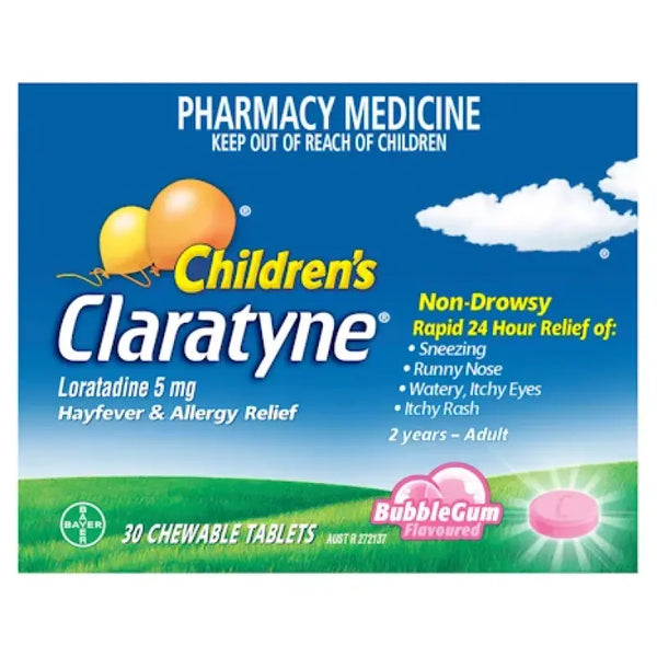 Claratyne Child Hayfever & Allergy Relief Antihistamine Bubble Gum 30 Tabs