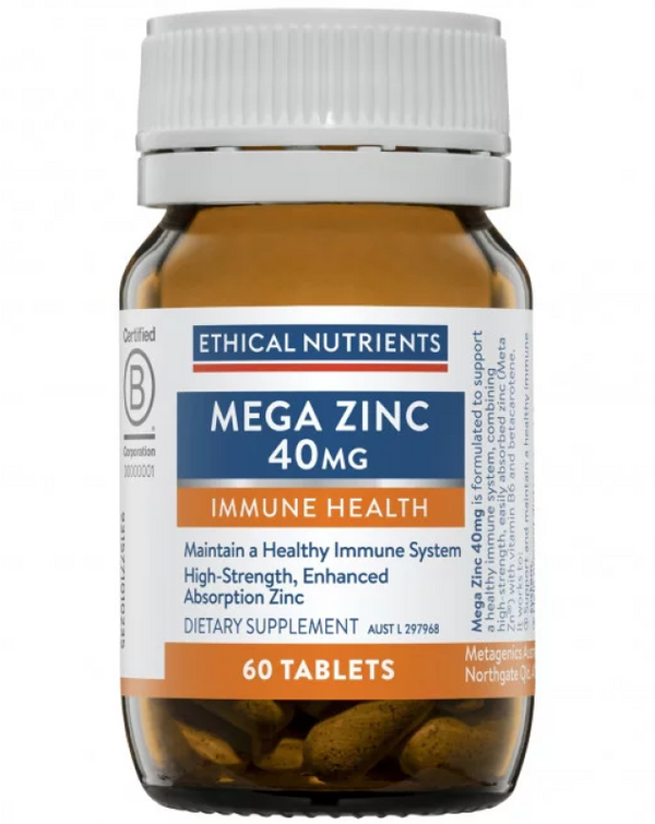 Ethical Nutrients Mega Zinc 40mg Tablets 60