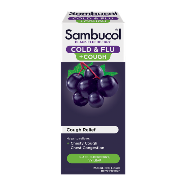 Sambucol Cold & Flu + Cough Liquid 250ml