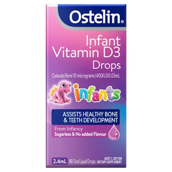 Ostelin Vitamin D Infant Drops - D3 for Kids Bone Health + Immune Support - 2.4mL