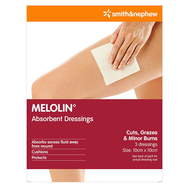 Melolin Low Adherent Dressings 10cm X 10cm 3 Pack