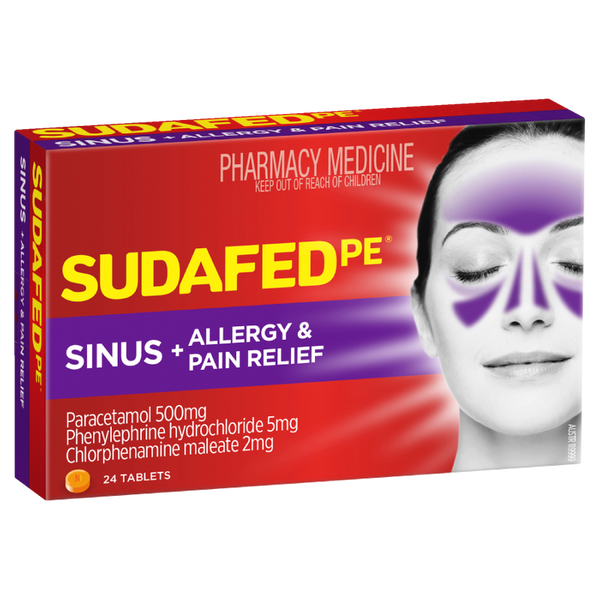 Sudafed PE Sinus + Allergy & Pain Relief Tablets 24 Pack