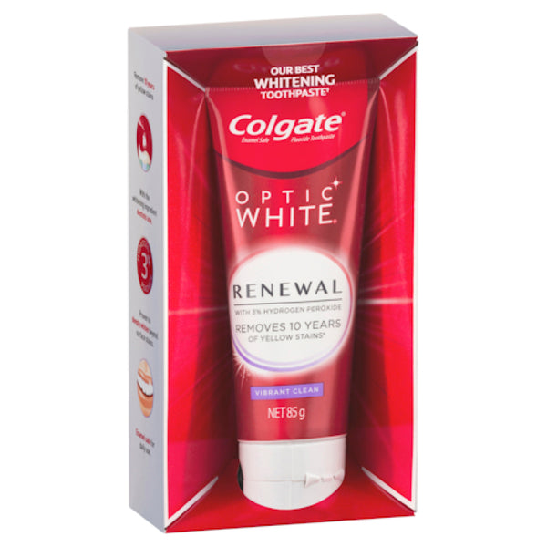 Colgate Optic White Renewal Teeth Whitening Toothpaste Vibrant Clean with Hydrogen Peroxide 85g
