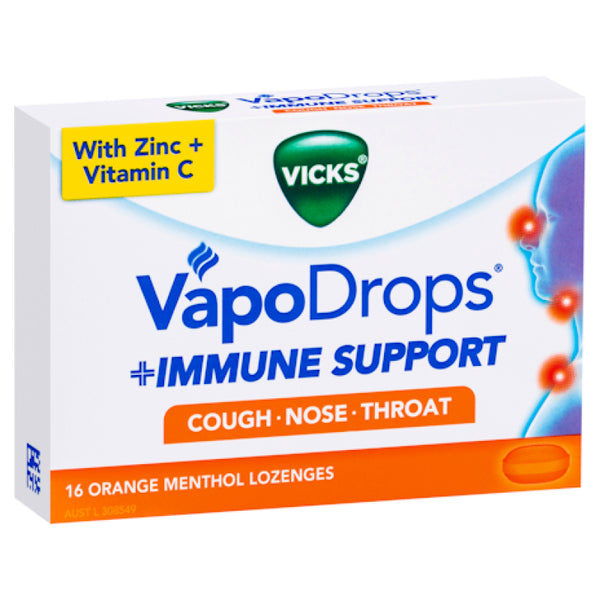 Vicks VapoDrops Immune Support Orange 16 Lozenges