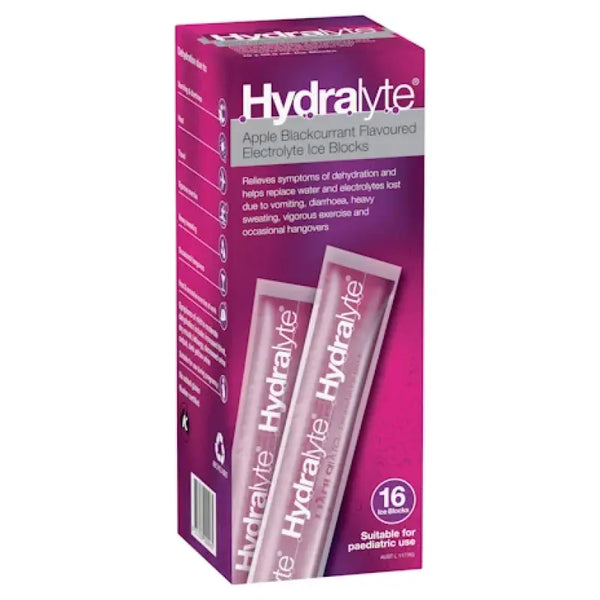 Hydralyte Electrolyte Ice Block Apple Blackcurrant 16 Pieces