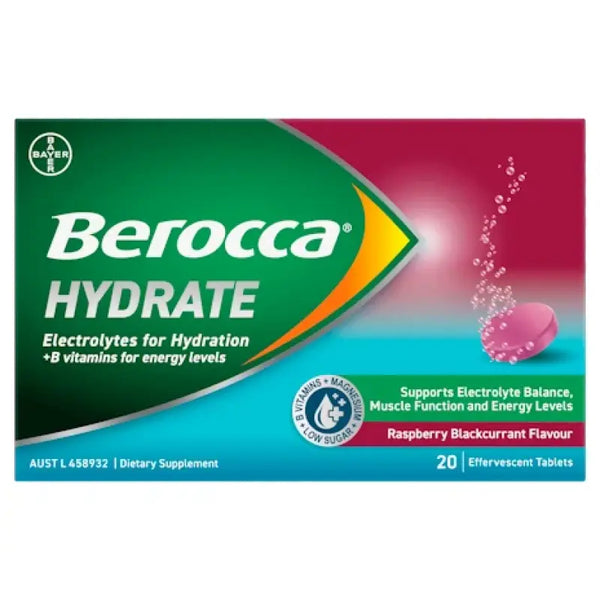 Berocca Effervescent Hydrate Blackcurrant 20 Tablets