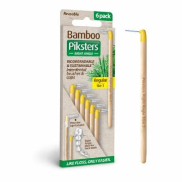 Piksters Bamboo Interdental Brushes Right Angle 6pk Size 03 - Yellow