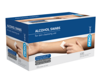Aero Wipe 70% Isopropyl Alcohol Swab 3 x 3cm Box 100
