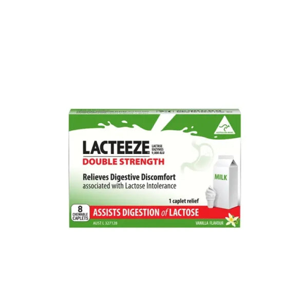 Lacteeze Double Strength Chewable 8 Capsules