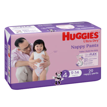 Huggies Ultra Dry Nappy Pants Size 4 9-14kg Girl 29 Pack