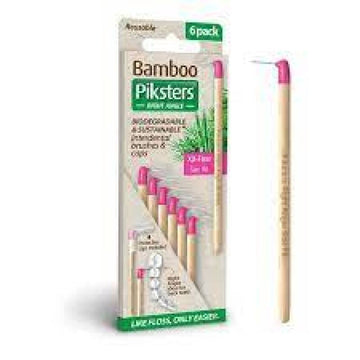 Piksters Bamboo Interdental Brushes Right Angle 6pk Size 00 - Pink