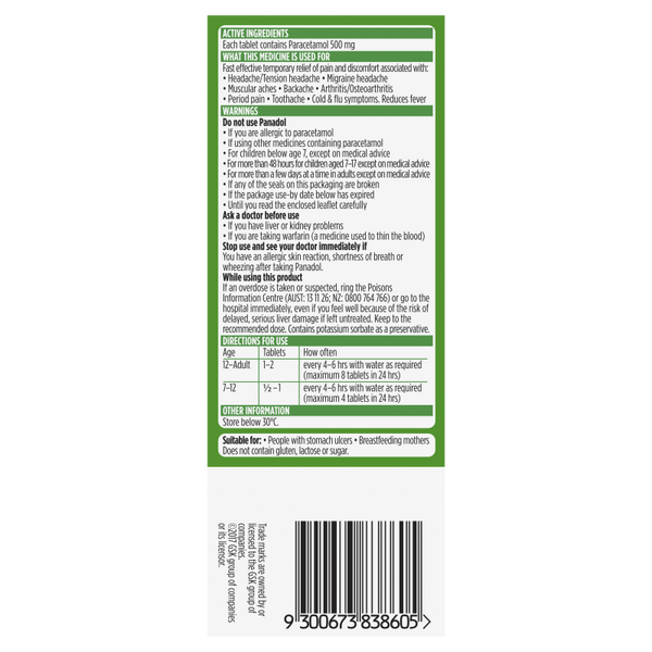 Panadol 500mg 20 Tablets