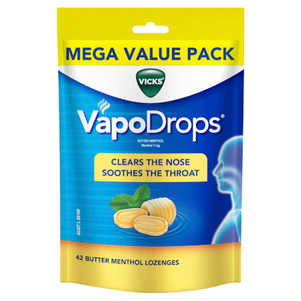 Vicks VapoDrops Butter Menthol Lozenges 42 Pack