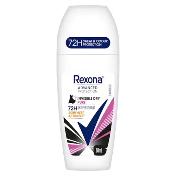 Rexona for Women Antiperspirant Deodorant Roll On Invisible Dry Pure 50ml