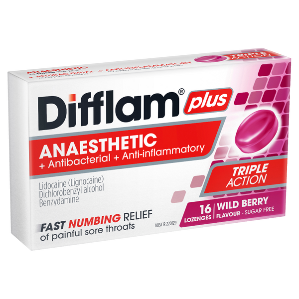 Difflam Plus Anaesthetic Lozenges Berry 16