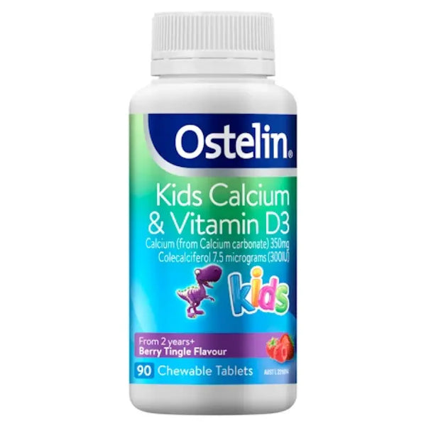 Ostelin Kids Calcium & Vitamin D - D3 for Childrens Bone Health & Immunity - 90 Chewable  Tablets