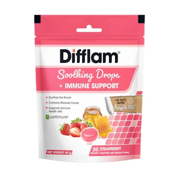 Difflam Soothing Drops + Immune Support Strawberry 20