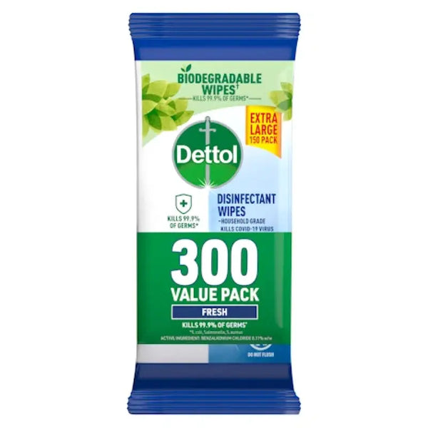 Dettol Disinfectant Fresh Multipurpose Cleaning Wipes 300 Pack