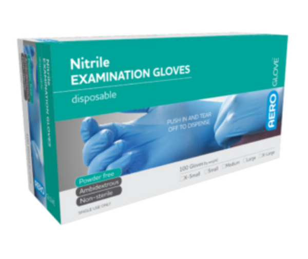 Aero Gloves Medium Nitrile Powder-Free Box 100