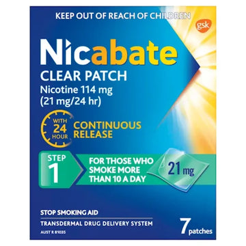 Nicabate Clear Patch 21mg Step 1 - 7 Patches
