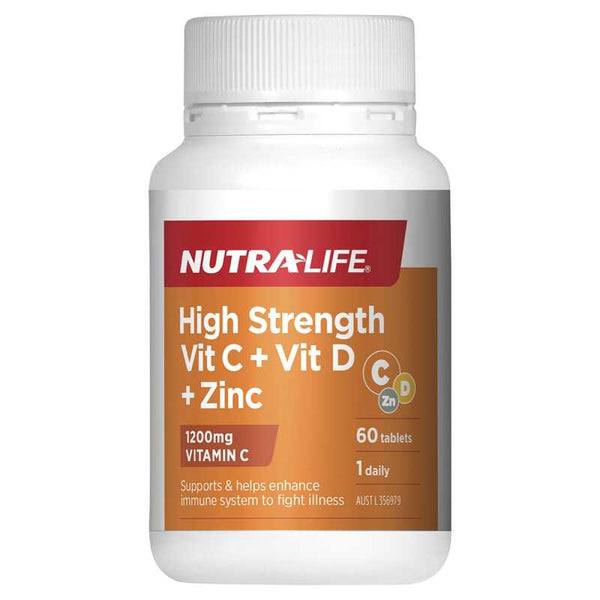 Nutra-Life High Strength Vit C Plus Vit D Plus Zinc 60 Tablets