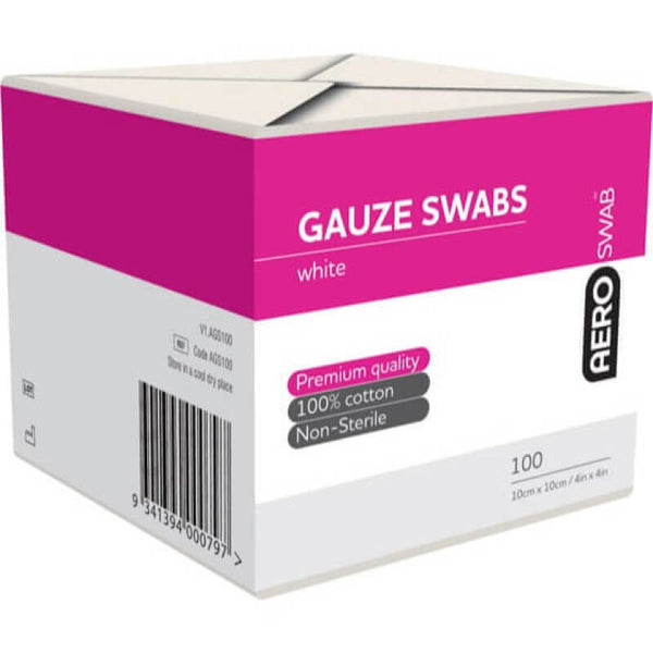 Aeroswab Non-Sterile White Gauze Swab 10 x 10cm Pack/100