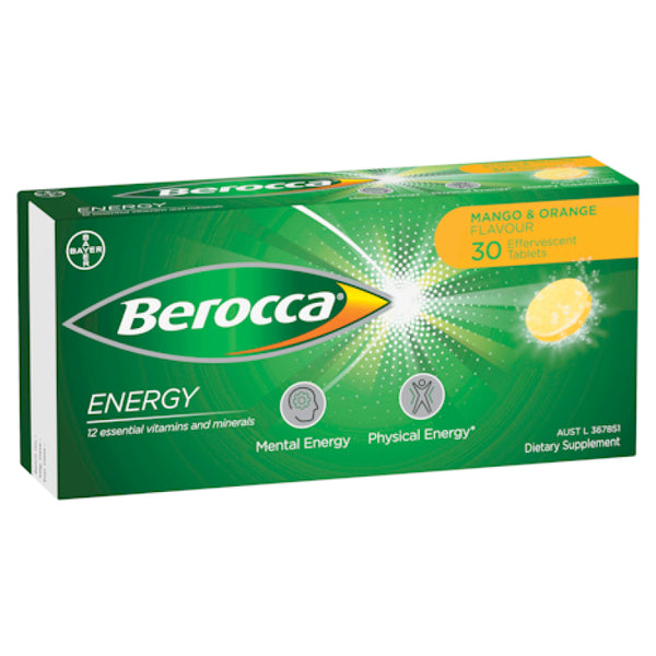 Berocca Energy Original Mango & Orange Effervescent 30 Tablets