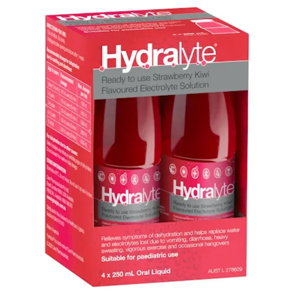 Hydralyte Strawberry/Kiwi Flavoured Liquids 4 x 250mL