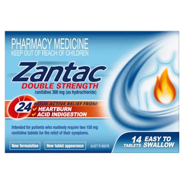 Zantac Double Strength 24 Hour 300mg 14 Tablets