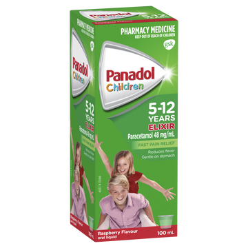 Panadol Children 5-12 Years Elixir Raspberry Flavour 100mL