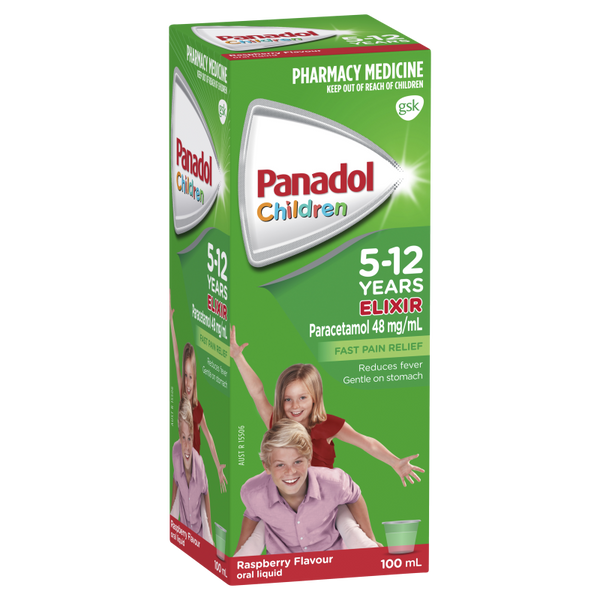 Panadol Children 5-12 Years Elixir Raspberry Flavour 100mL