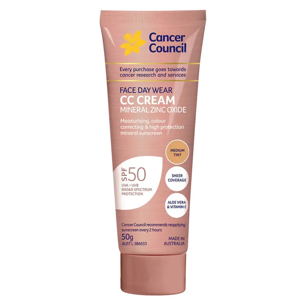 Cancer Council Face Day Wear CC Cream SPF50 Medium Tint 50g
