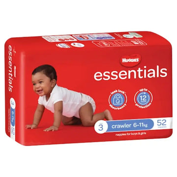 Huggies Essentials Size 3 6-11kg 52 Nappies