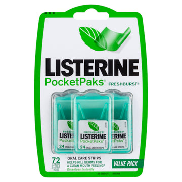Listerine Pocketpaks Oral Care Strips Freshburst Value Pack 72