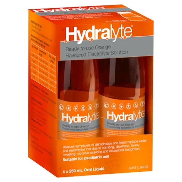 Hydralyte Orange Liquid 250ml x 4 Packs