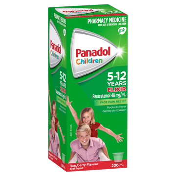 Panadol Children 5-12 Years Elixir Raspberry Flavour 200mL