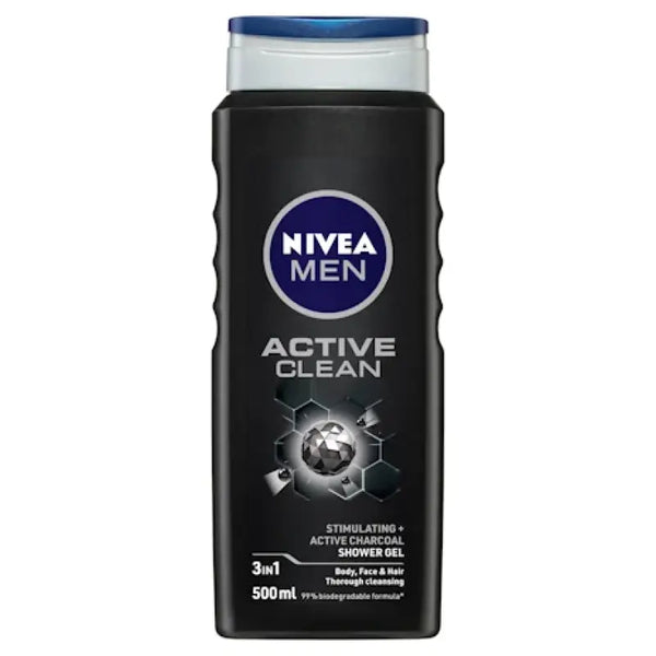 Nivea for Men Active Clean 3-IN-1 Shower Gel Body Wash 500ml