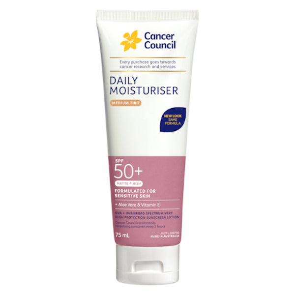 Cancer Council SPF 50+ Day Wear Face Matte Medium Tint 75ml Tube