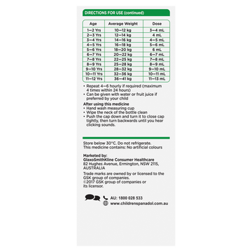 Panadol Children 5-12 Years Elixir Raspberry Flavour 200mL